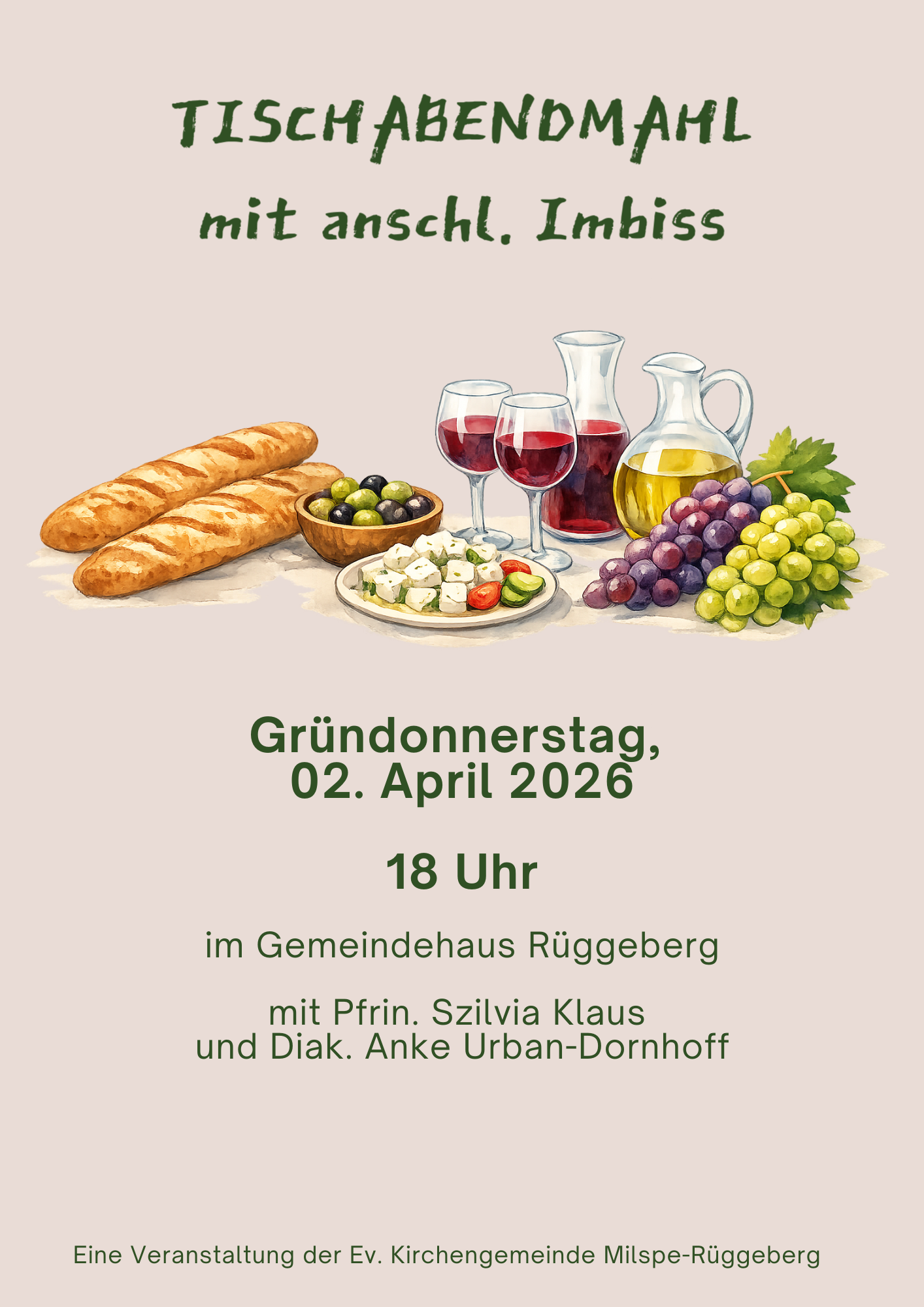 Einladung Tischabendmahl am 02.04