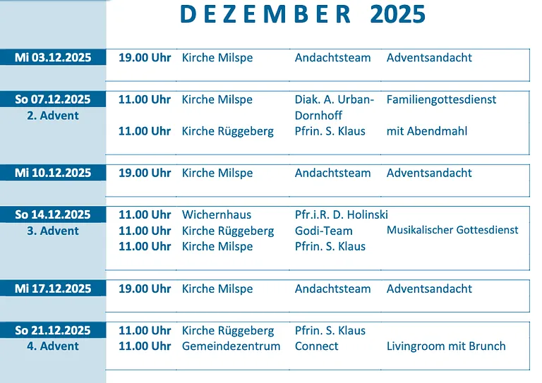 Gottesdienstplan für Dezember 2025, als Bild eingefügt