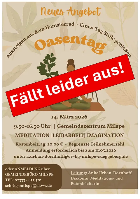Oasentag fällt aus
