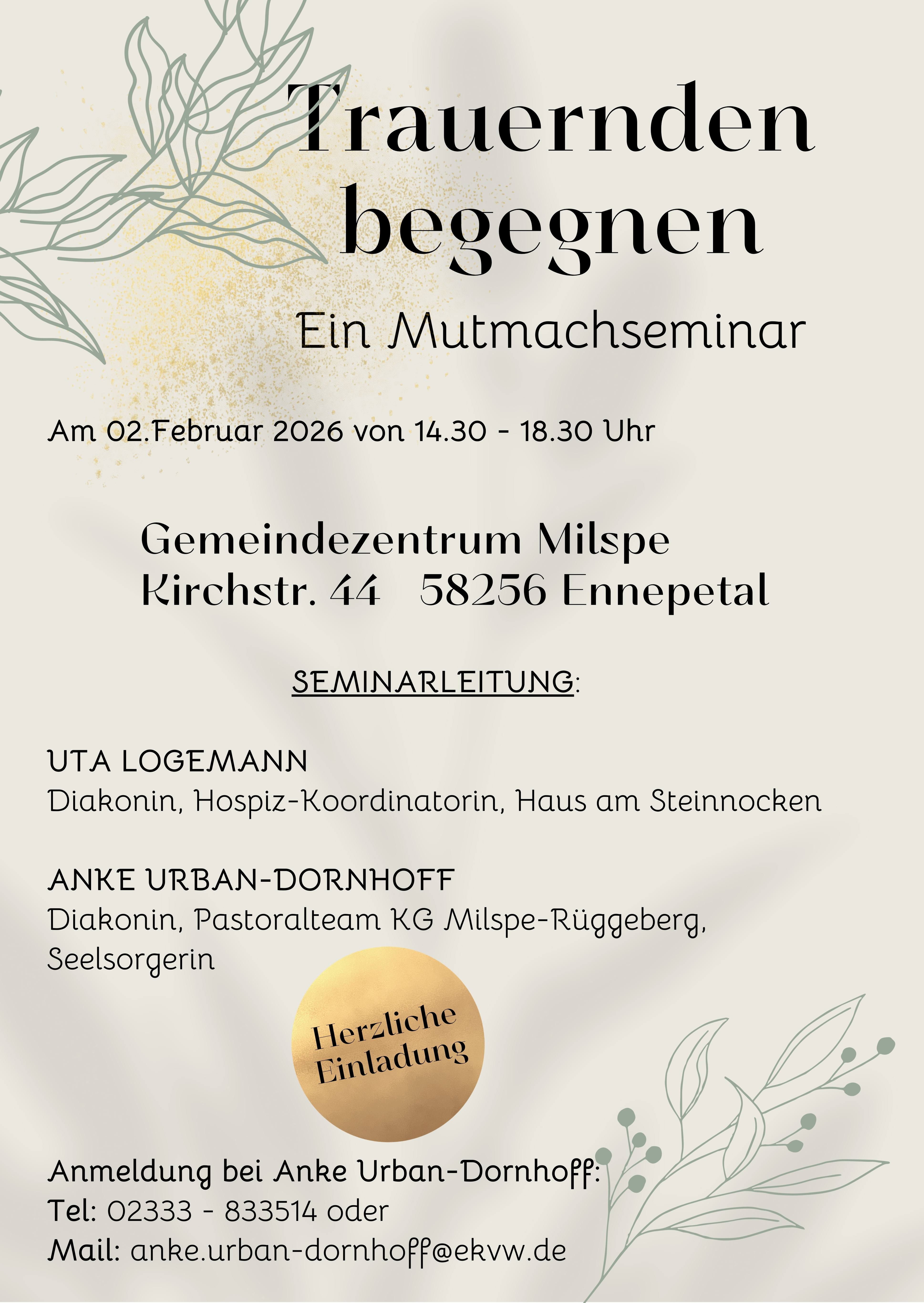 Einladung zum Trauerseminar