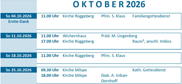Predigtplan Oktober