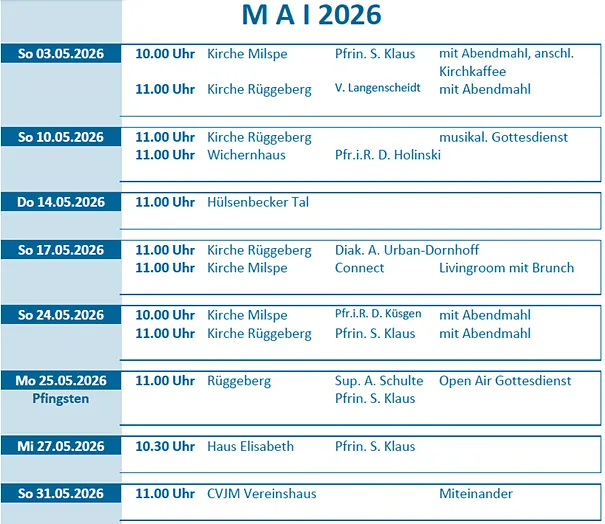 Predigtplan Mai