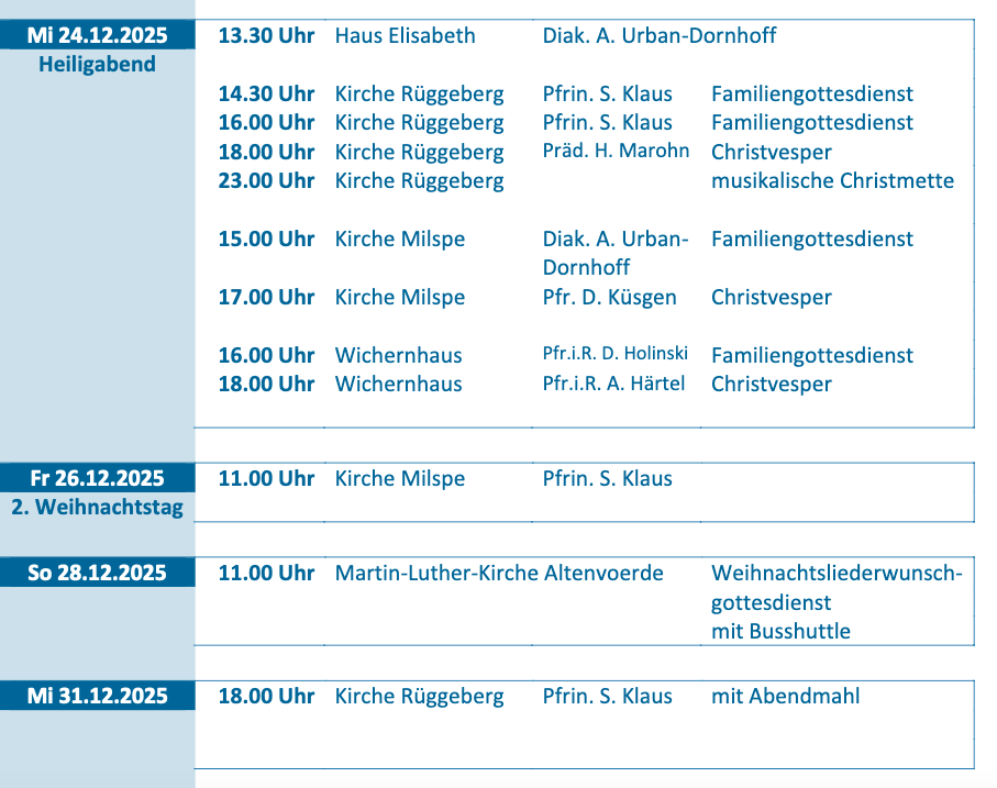 Gottesdienste Weihnachten 2025, als Bild eingefügt