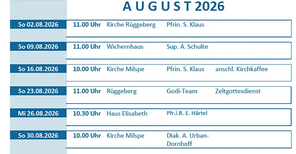 Predigtplan August
