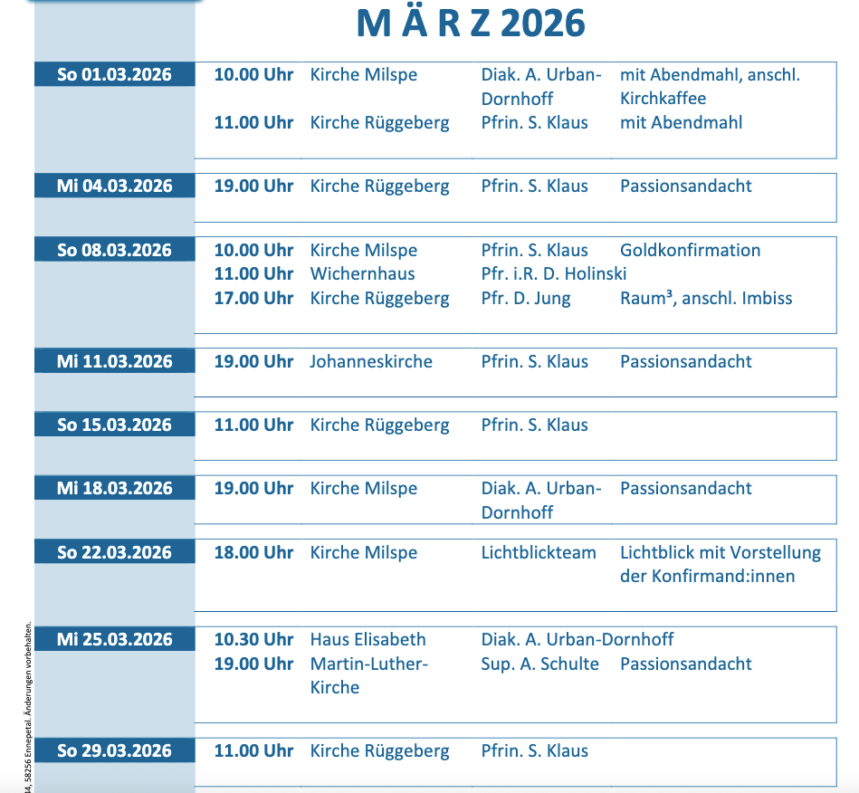 Gottesdienste im Februar