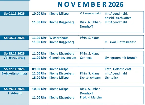 Predigtplan Oktober
